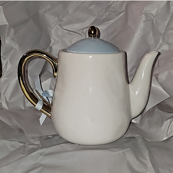 Rae Dunn Disney Cinderella Teapot Blue Lid with Gold Handle - Picture 3 of 9